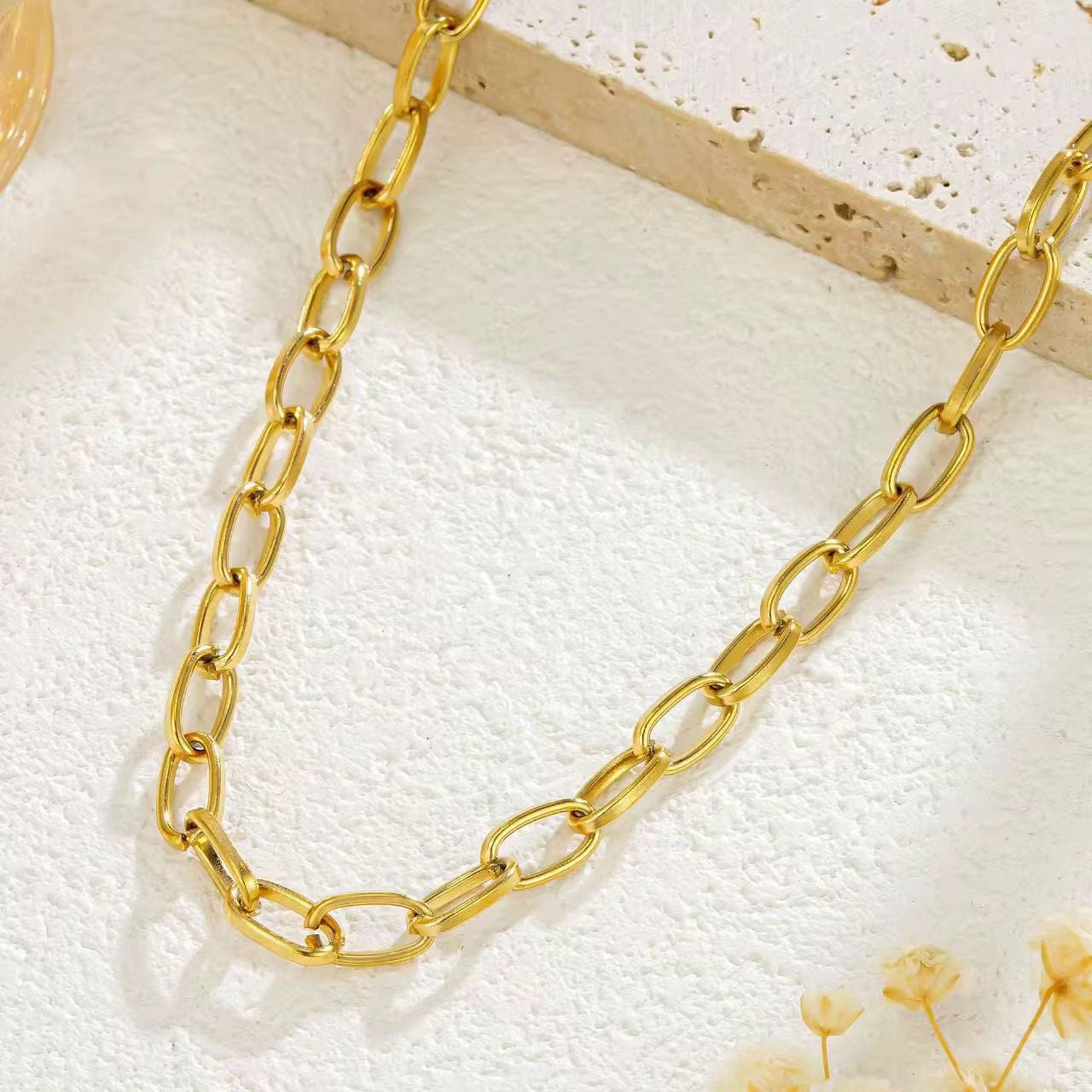 SJ 826 Chunky Link chain Necklace - 18k Gold PVD plated stainless steel - Anti tarnish
