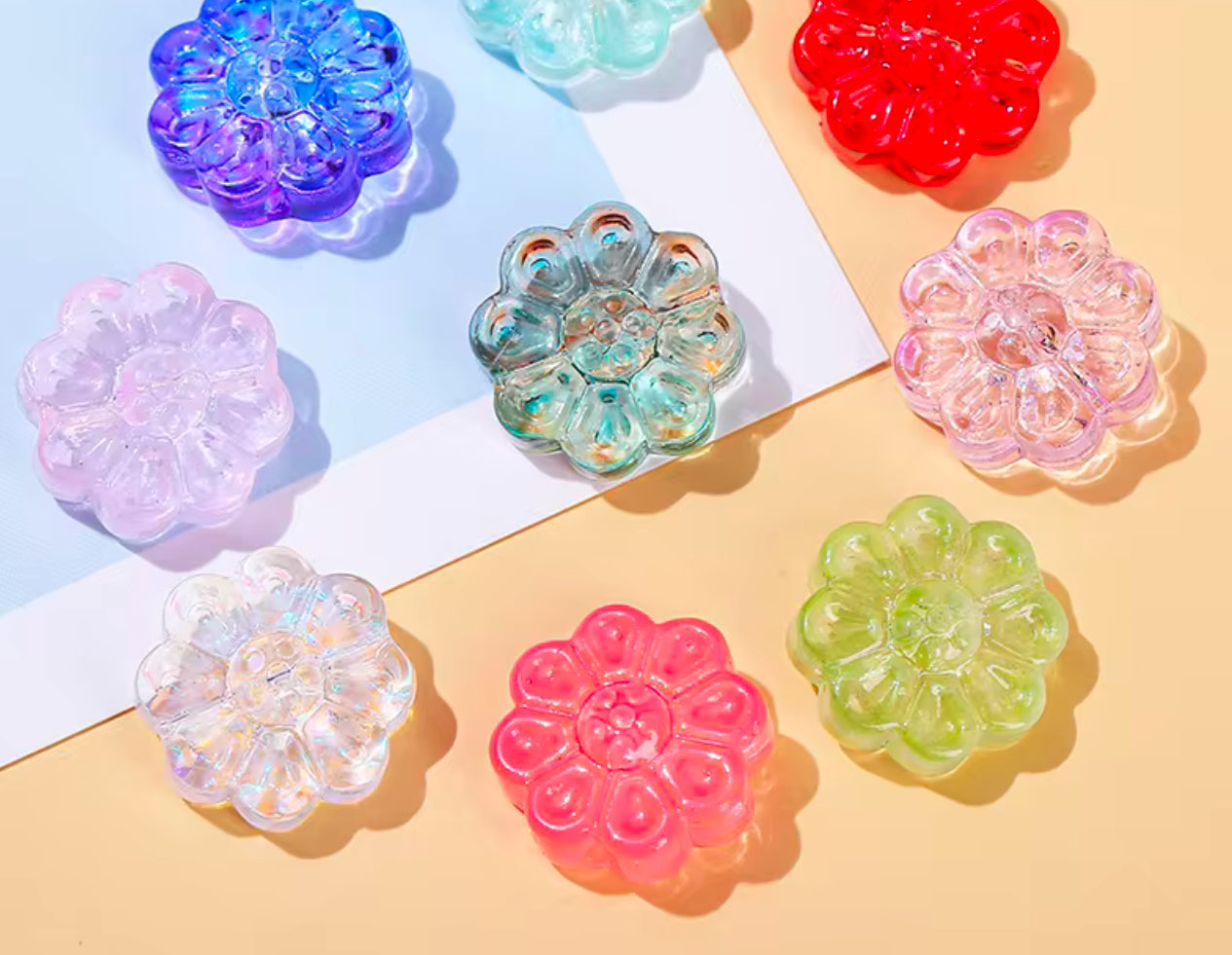 GB 2148 light pink flower glass bead ( 1 pc )