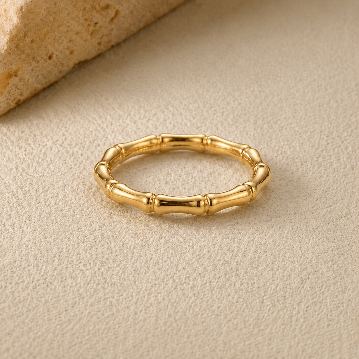 RSJ24G BAMBOO Ring - 18K Gold PVD plated 316 stainless steel - Anti tarnish