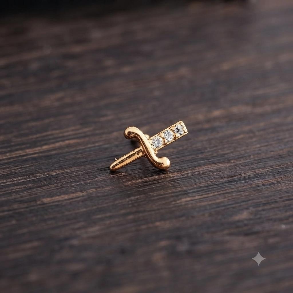 MSJ04U Zircon Cartilage 2nd piercing stud ( 1 pc )- 18K Gold PVD
