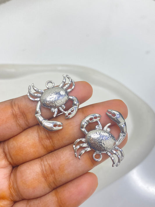 SS 2432 - Big lobster crab charm Steel  plated Stainless steel ( 1 pc ) Anti tarnish