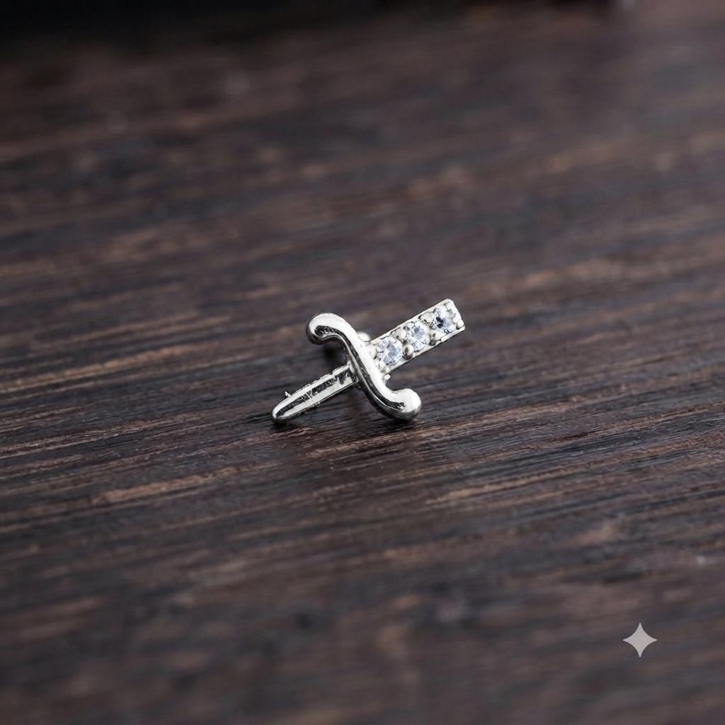 MSJ04T Zircon Cartilage 2nd piercing stud ( 1 pc )- steel PVD