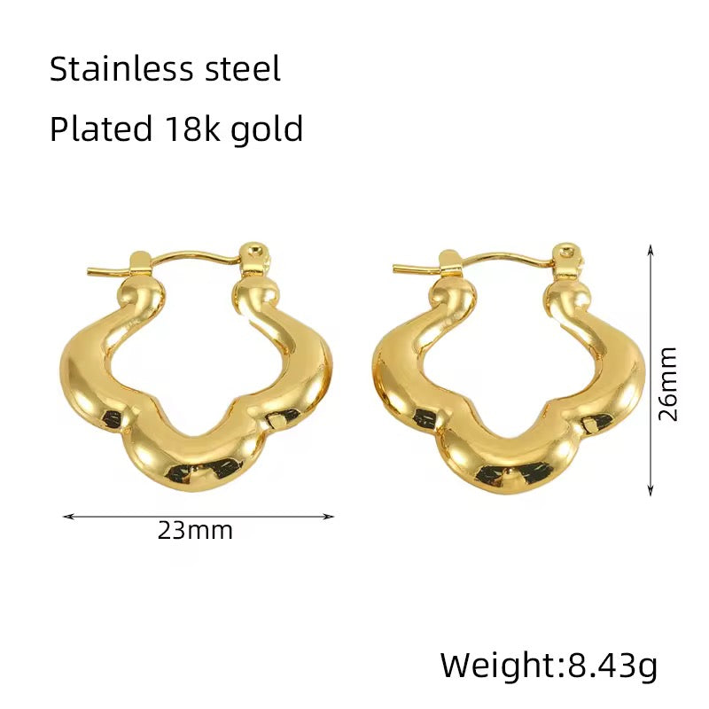 SS 202 Hoop earrings - 18k gold plated stainless steel - Anti tarnish - Wholesale