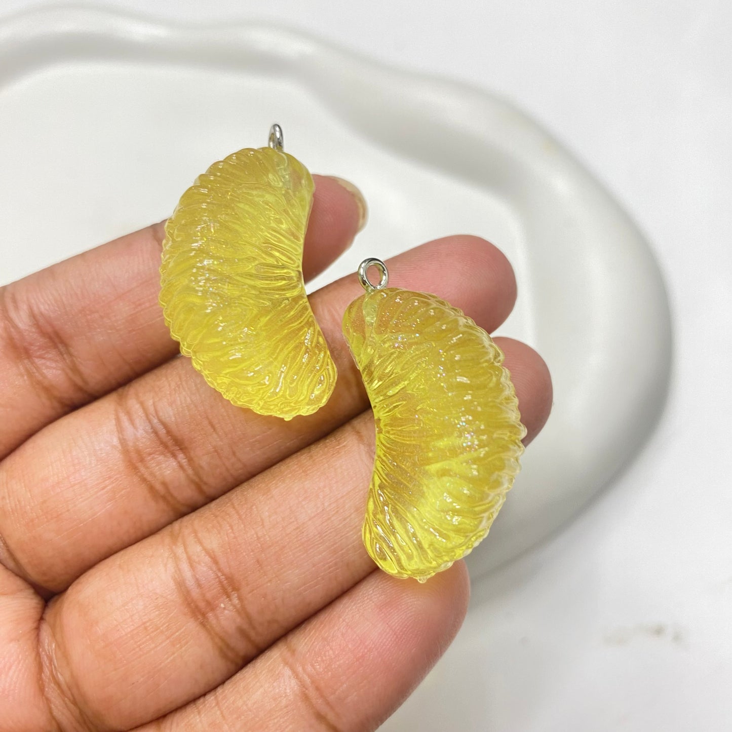 BBB 49 ( A ) yellow orange pulp fruit resin charm with hooks- per piece