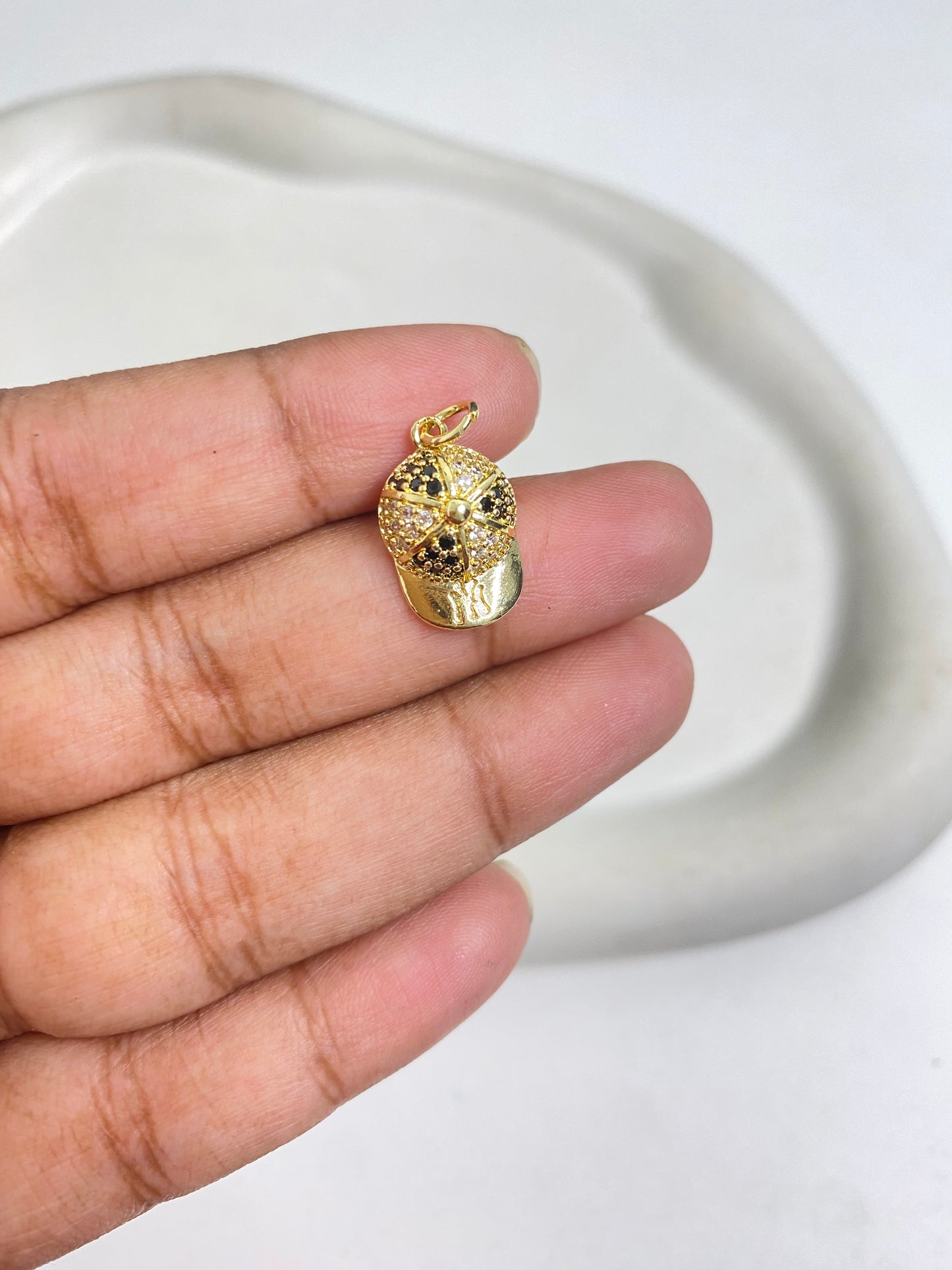 SS 1098 Cap Zircon Charm 14k Gold plated ( 1 pc ) Anti tarnish ( 17:11 mm )