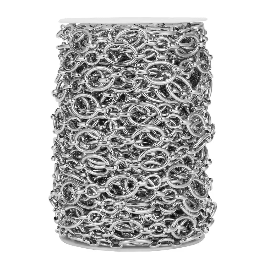 CN 93 Big Chunky Oval Cable Link Chain Silver Stainless steel( 1 feet ) Anti tarnish ( 9:16 mm )