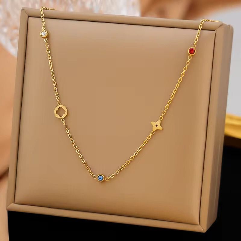 SJ 1032 Zircon dainty twinkle Necklace - 18k Gold PVD plated stainless steel - Anti tarnish