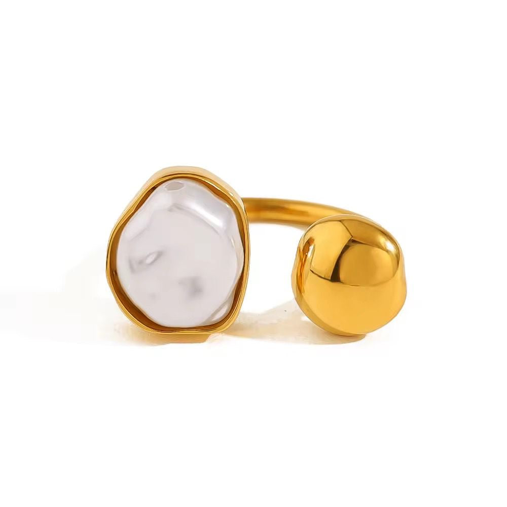 RSJ19A Marble Ring - 18k gold PVD plated 316 stainless steel - Anti tarnish