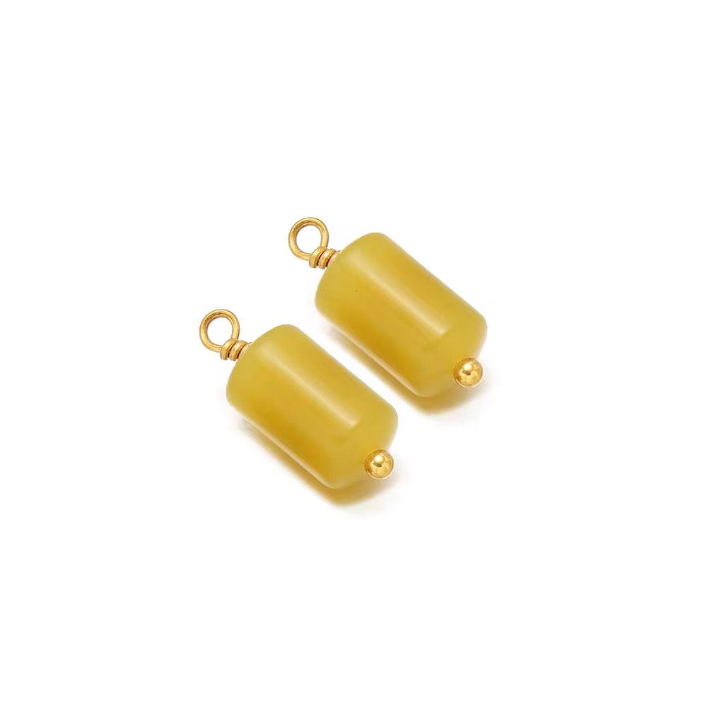 SS 2750 Gemstone Cylinder Pendant 18k Gold plated stainless steel ( 1 pc ) anti tarnish