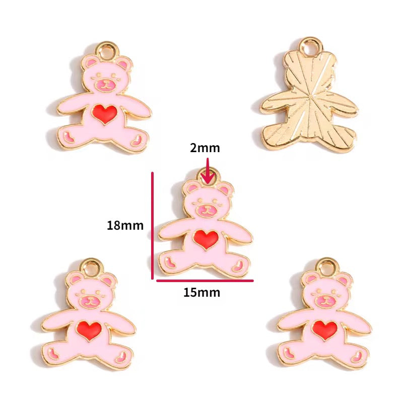 BBB 394 (e) Teddy Bear Pink Enamel Charm ( 1 pc ) High Quality Shine