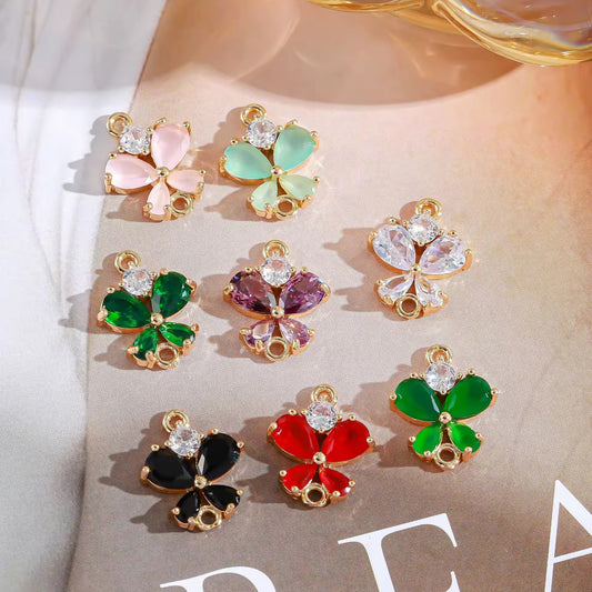 BBB 378 (d) Purple Butterfly Charm 14k gold plated Zircon crystal ( 1 pc ) Anti tarnish