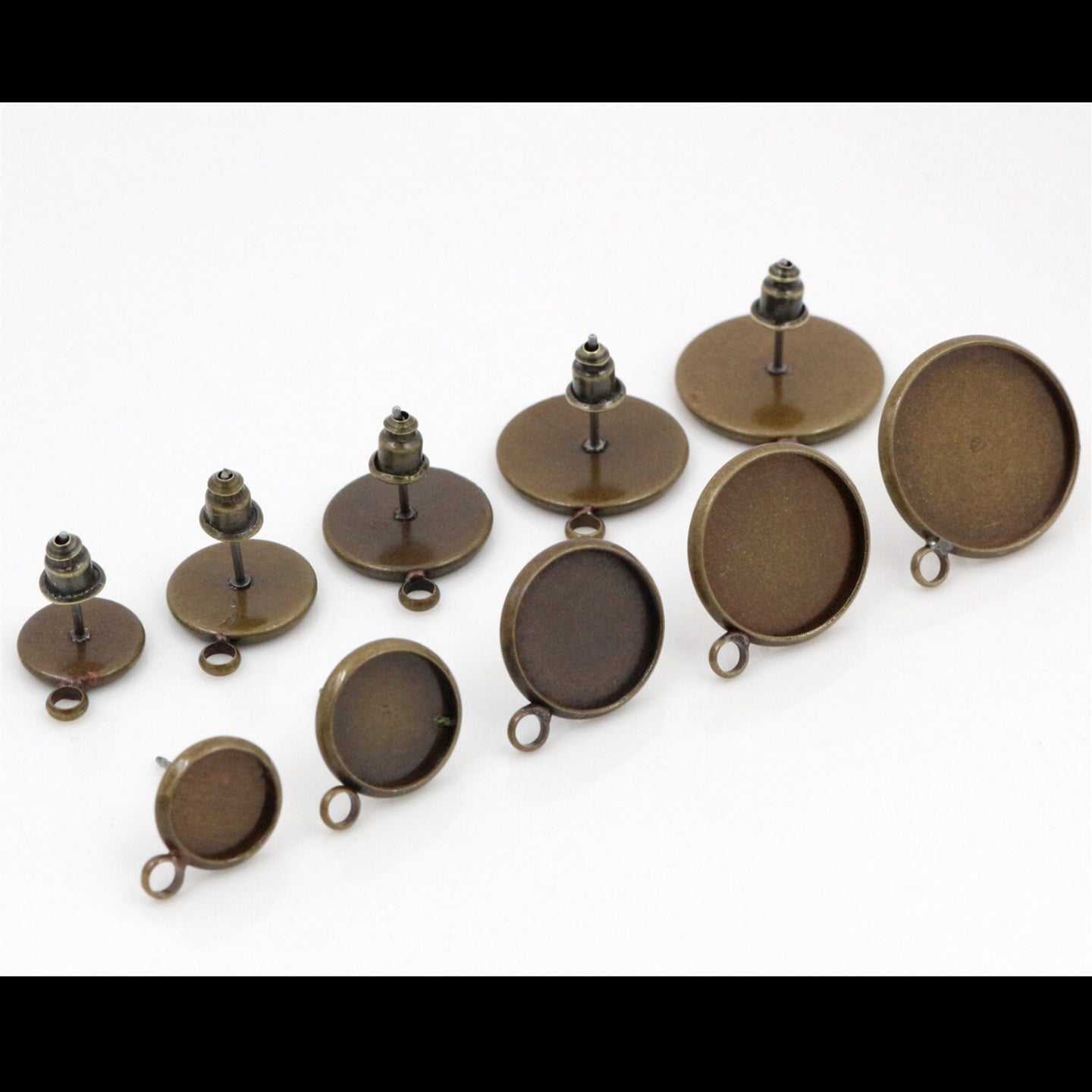 SS 312 Bronze Cabochon earrings with loop - per pair - tarnish resistant