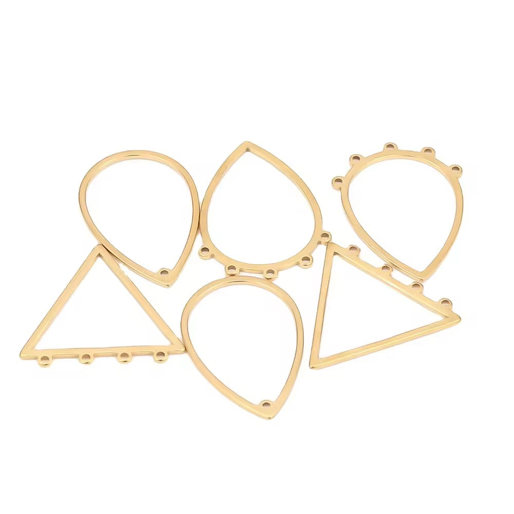 SS 2752 Teardrop Multi Hole Bezel Connector 18k Gold PVD plated stainless steel ( 1 pc ) Anti tarnish