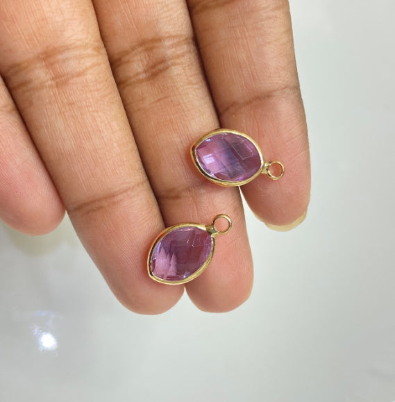 BBB 116 (B) Light purple oval gold plated charm (1PC)