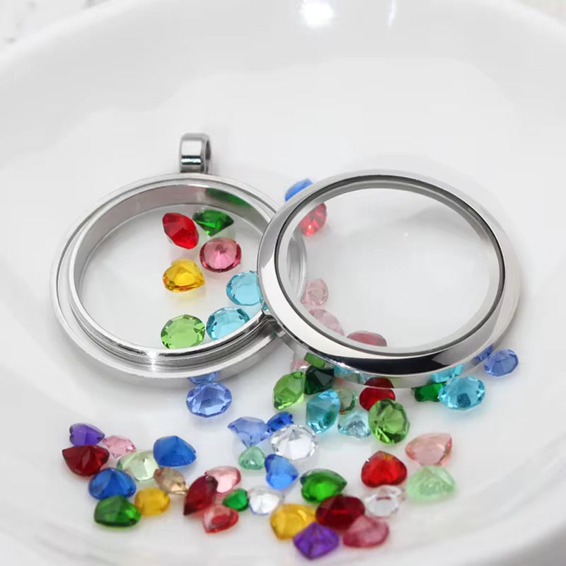 FL 2542 Floating Glass Locket Steel plated stainless steel ( 1 pc ) - anti tarnish