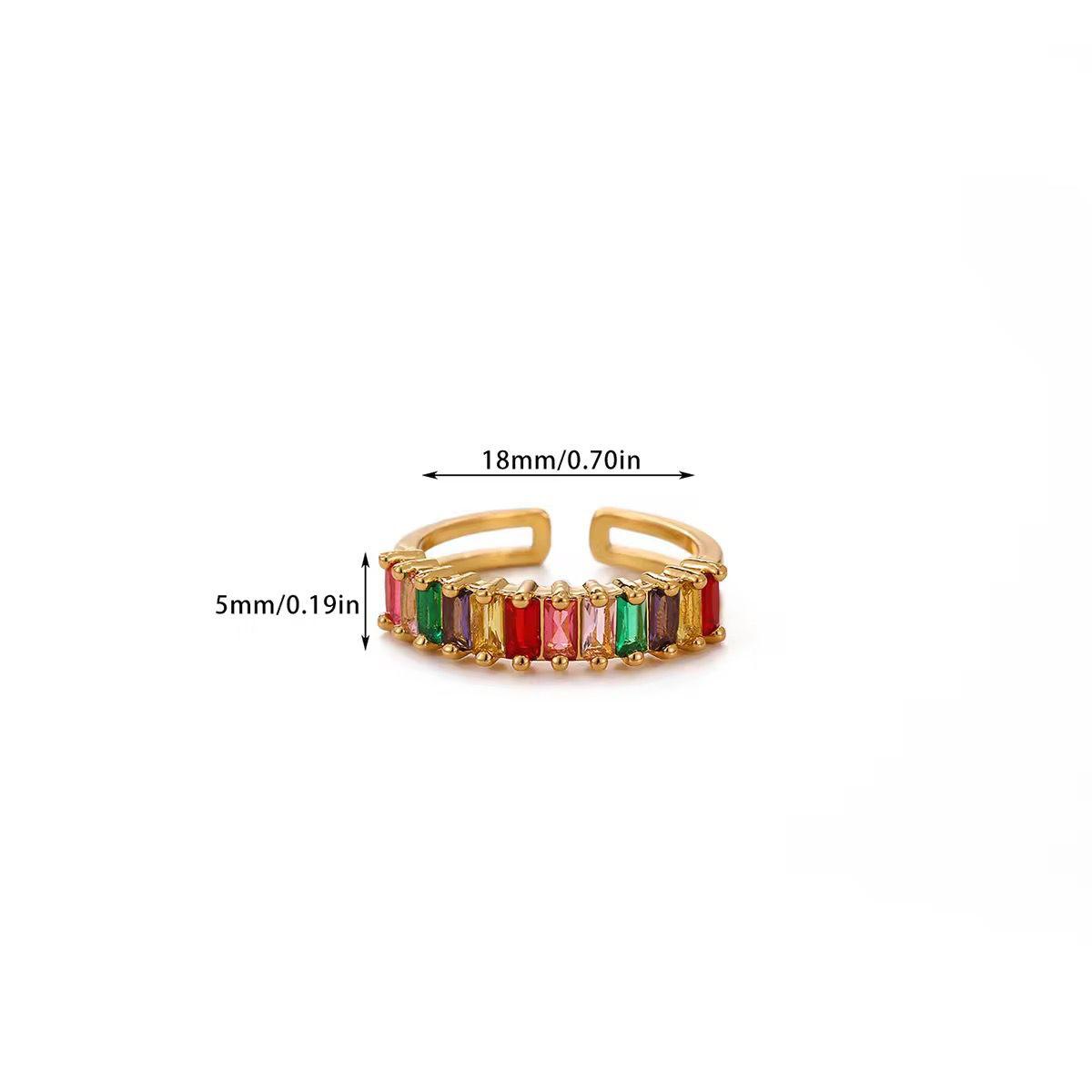 RSJ31D Multi color zircon ring - 18K Gold PVD plated