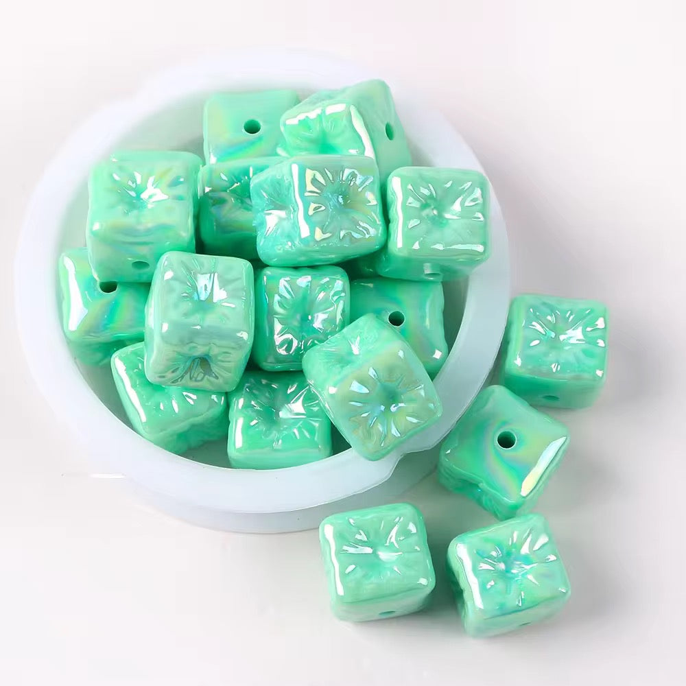 BBB 024 Cube balloon luminous Acrylic bead ( 1 pc )