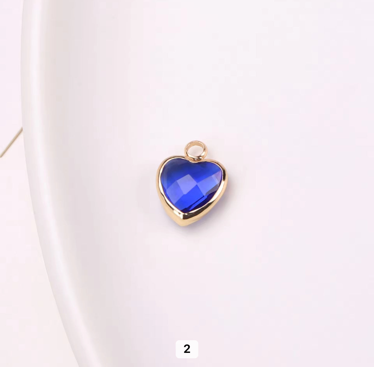 BBB 95 Heart 14k gold plated Zircon crystal charm ( 1 pc ) Anti tarnish ( 8 mm )
