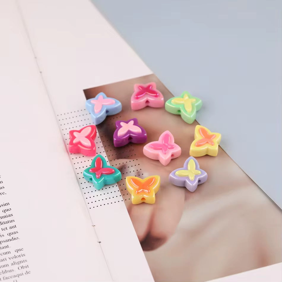 BBB 252 (a) Light pink Butterfly Double colour Luminous Shiny Bead ( 1 pc ) UV Plated Acrylic ( 17 mm )