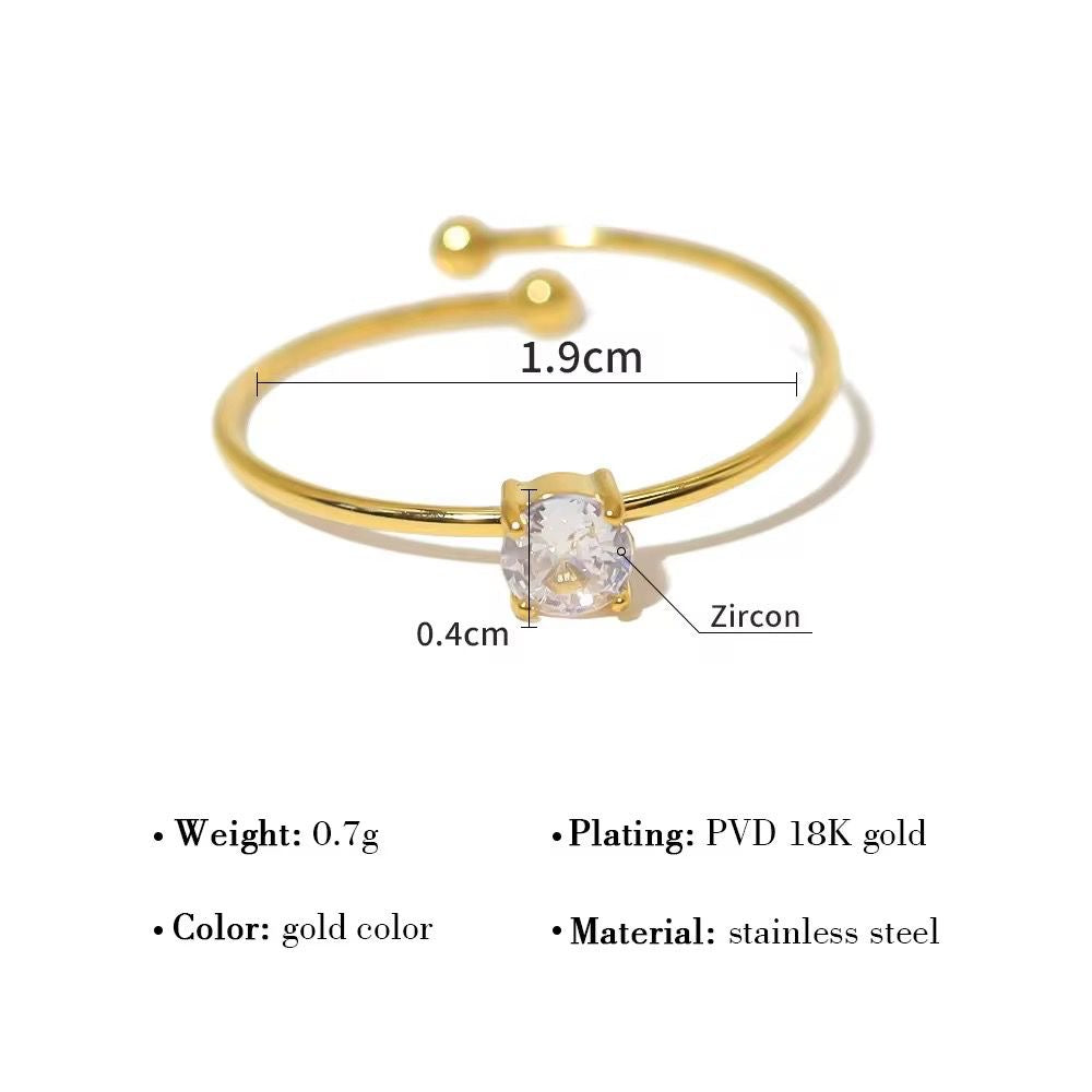 SJ 718 Diamond Minimalistic Ring Adjustable - 18k Gold PVD plated stainless steel - Anti tarnish