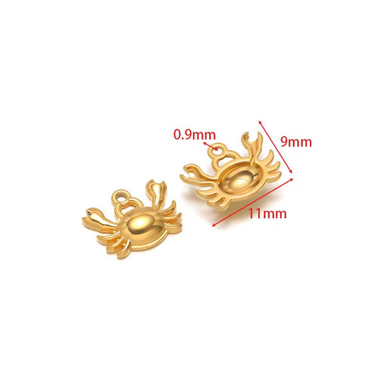 SC14O Crab Charm Tiny Sea Creature 18K Gold PVD 316 stainless steel ( 1 piece ) Anti tarnish ( 11:9 mm )