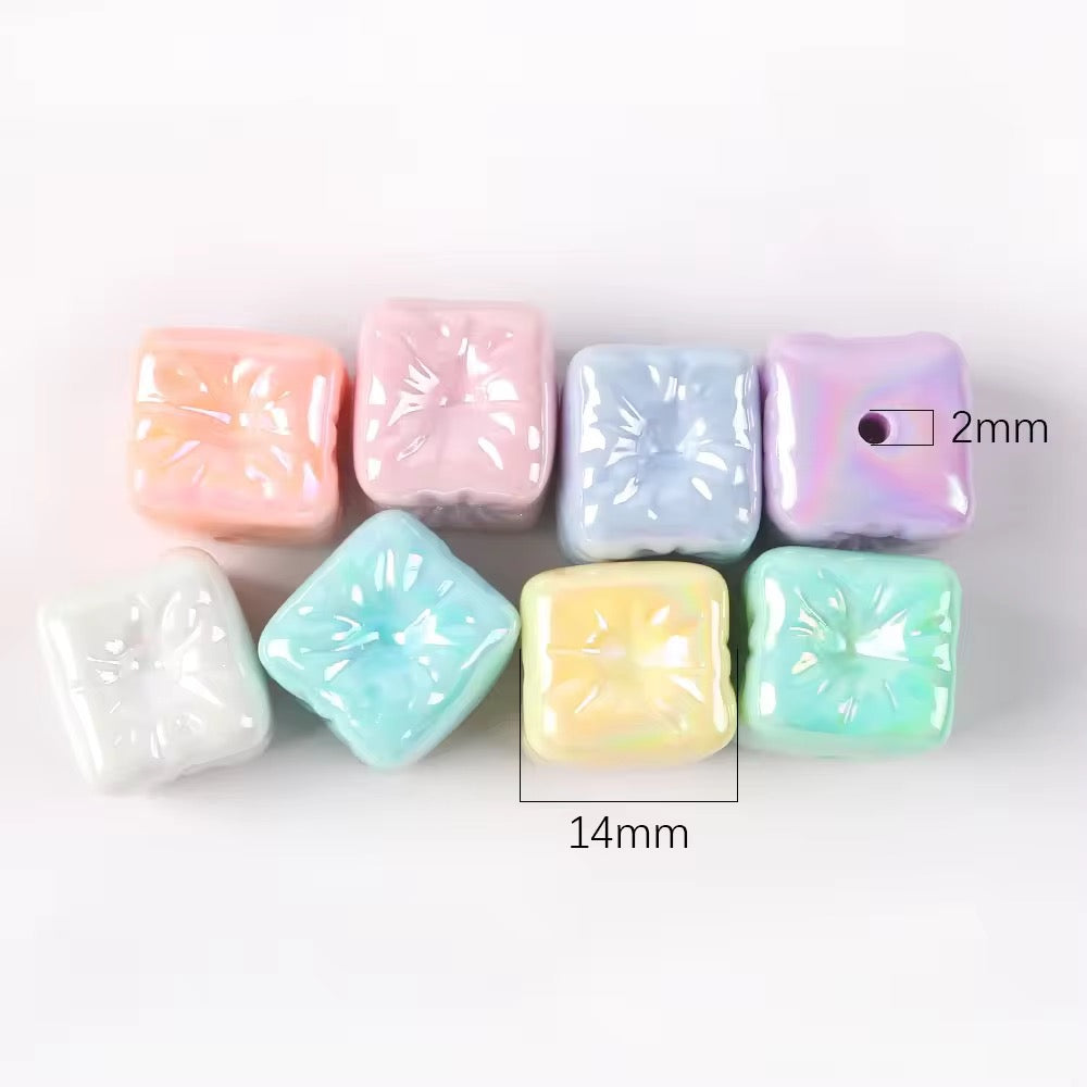 BBB 024 Cube balloon luminous Acrylic bead ( 1 pc )
