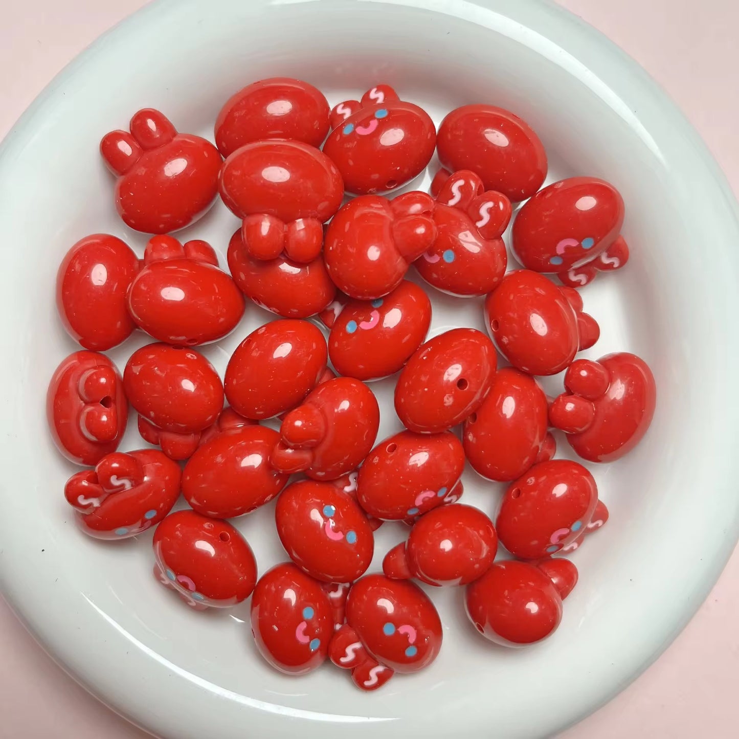 BBB 062 (h) Red Cartoon Rabbit Acrylic bead ( 1 pc )
