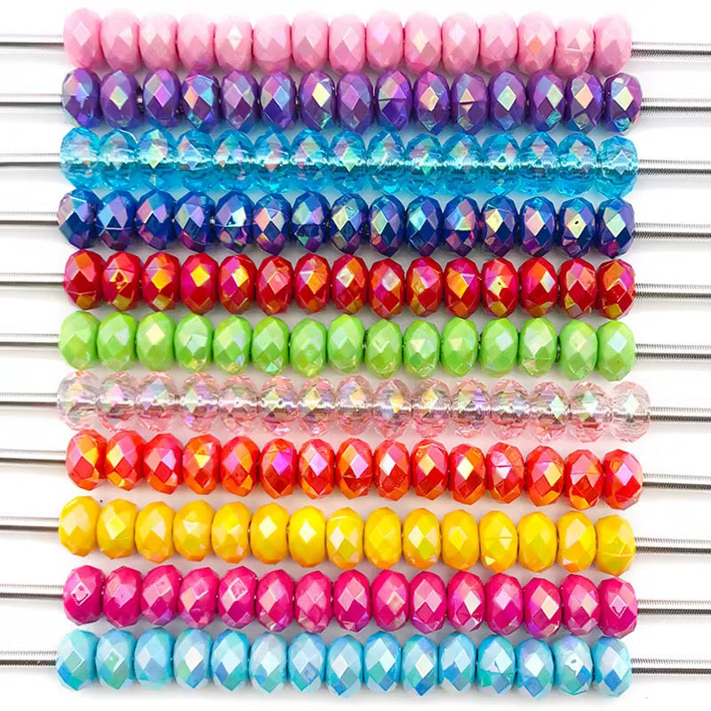 BBB 237 (h) Bright Pink Big Faceted Rondelle Luminous Shiny Bead ( 1 pc ) UV Plated Acrylic ( 14 mm )