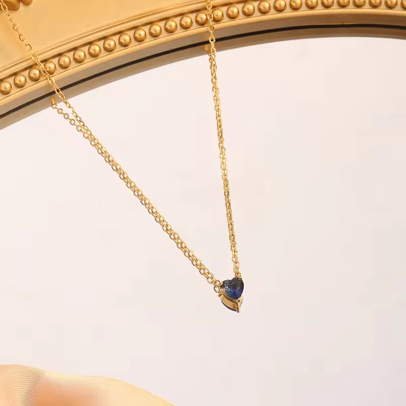 SJ 354 Zircon Heart Necklace - 18k gold plated stainless steel - Anti tarnish - Wholesale