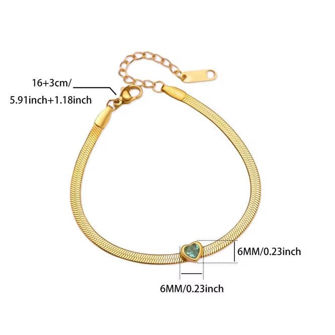 BSJ10B Heart Snake bracelet - 18k Gold PVD plated 316 stainless steel - Anti tarnish