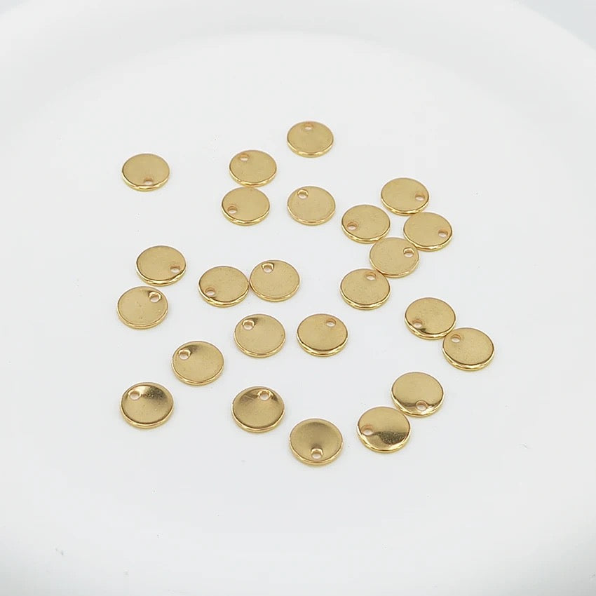 SS 1016 - 7mm Circle gold plated Stainless steel stamping blanks ( 1 pc ) Anti tarnish