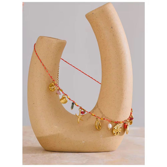 SJ 486 chunky charms necklace- premium collection - 18k Gold PVD plated stainless steel - Anti tarnish