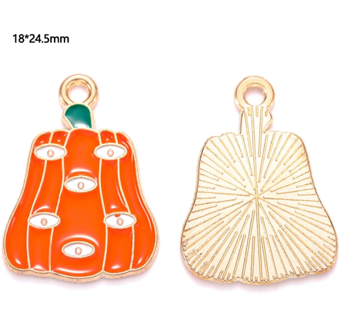 EC 1868 Pumpkin eye enamel charm ( 1 pc )