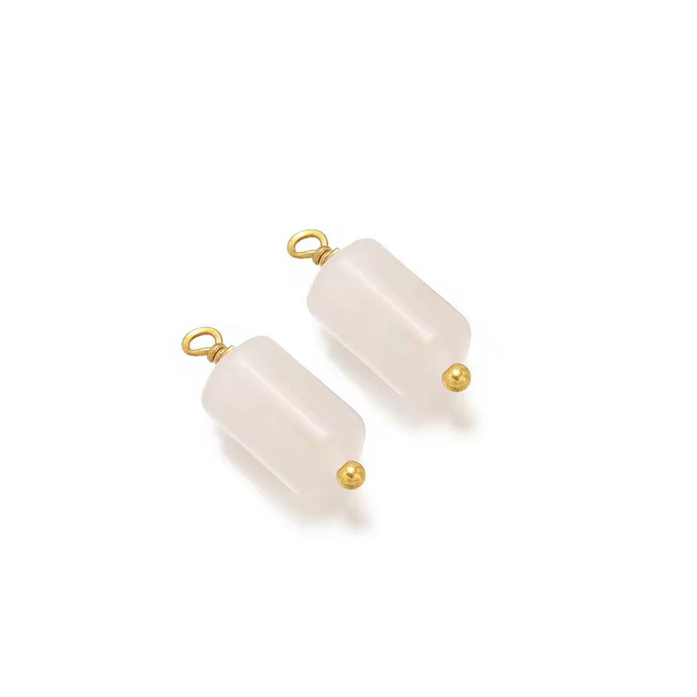 SS 2750 Gemstone Cylinder Pendant 18k Gold plated stainless steel ( 1 pc ) anti tarnish