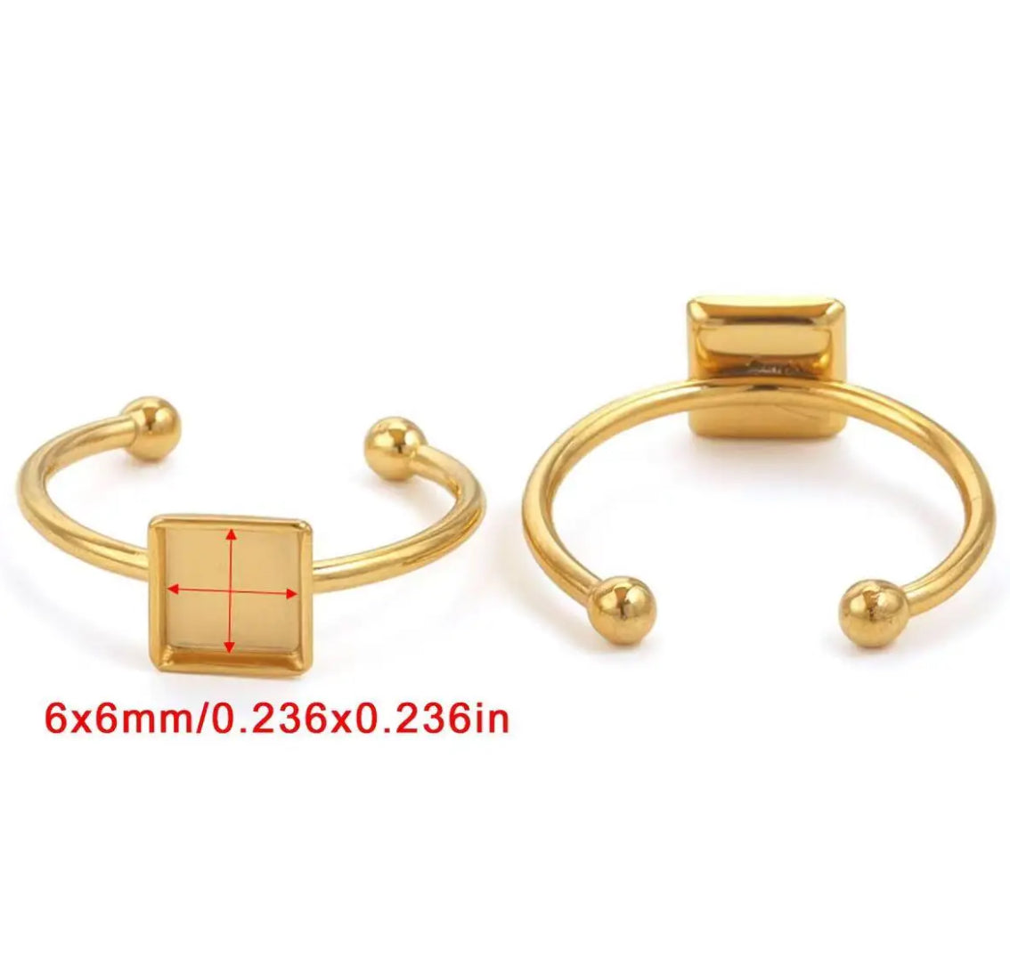 SS 914 square stainless steel gold ring - per piece