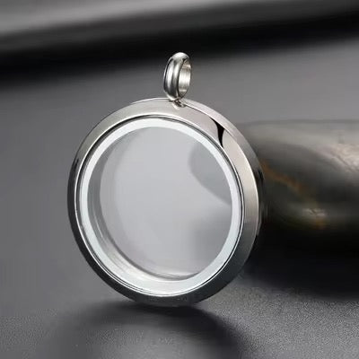 FL 2542 Floating Glass Locket Steel plated stainless steel ( 1 pc ) - anti tarnish