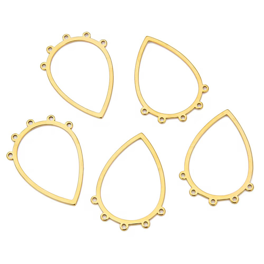 SS 2752 Teardrop Multi Hole Bezel Connector 18k Gold PVD plated stainless steel ( 1 pc ) Anti tarnish