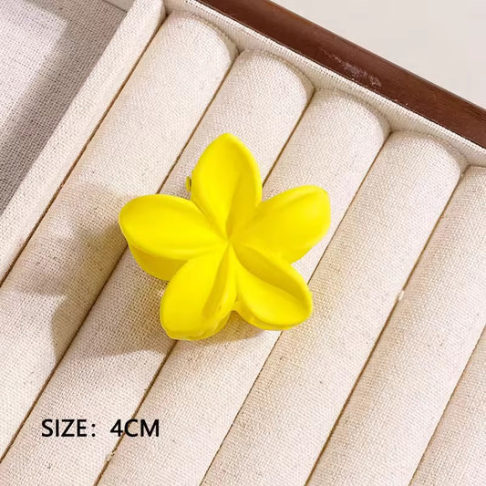 HA 04 (f) Yellow Mini Hawaii Floral Hair Claw Clip ( 1 pc )