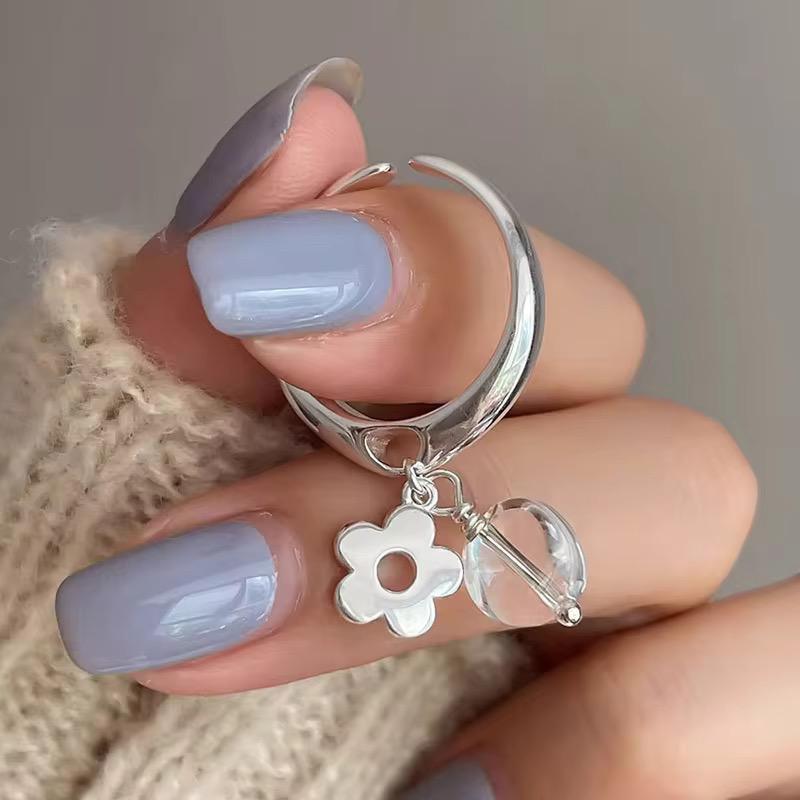 RSJ16C floral ring - Sliver 925 PVD plated 316 stainless steel - Anti tarnish