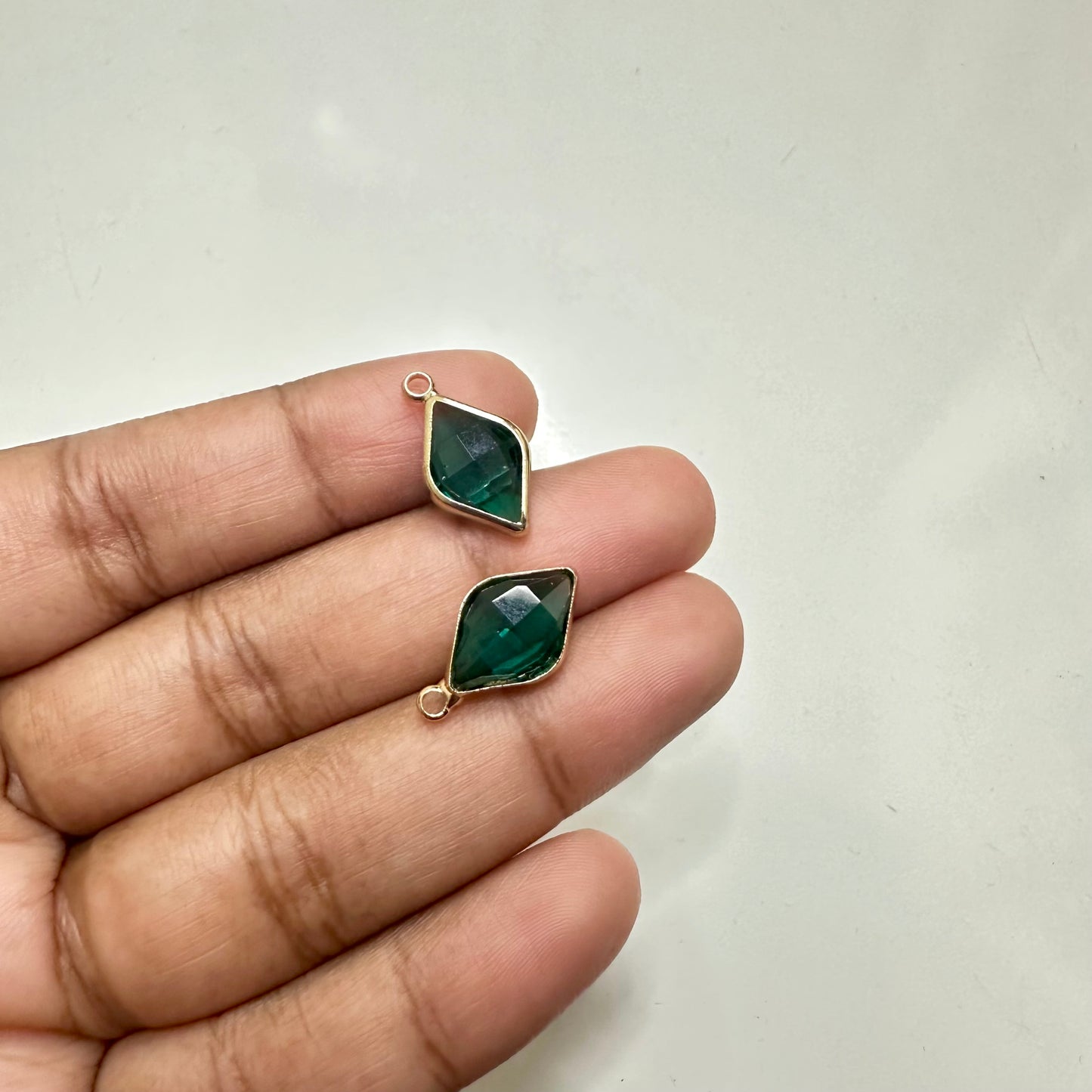 BBB 142 (C) Green Diamond zircon charm ( 1 pc ) Anti tarnish ( 17:9 mm )