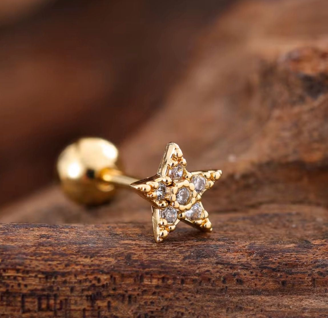 SJ 932 Star Zircon kids / 2nd Piercing Stud ( 1 pc ) - 18k Gold PVD plated stainless steel - Anti tarnish