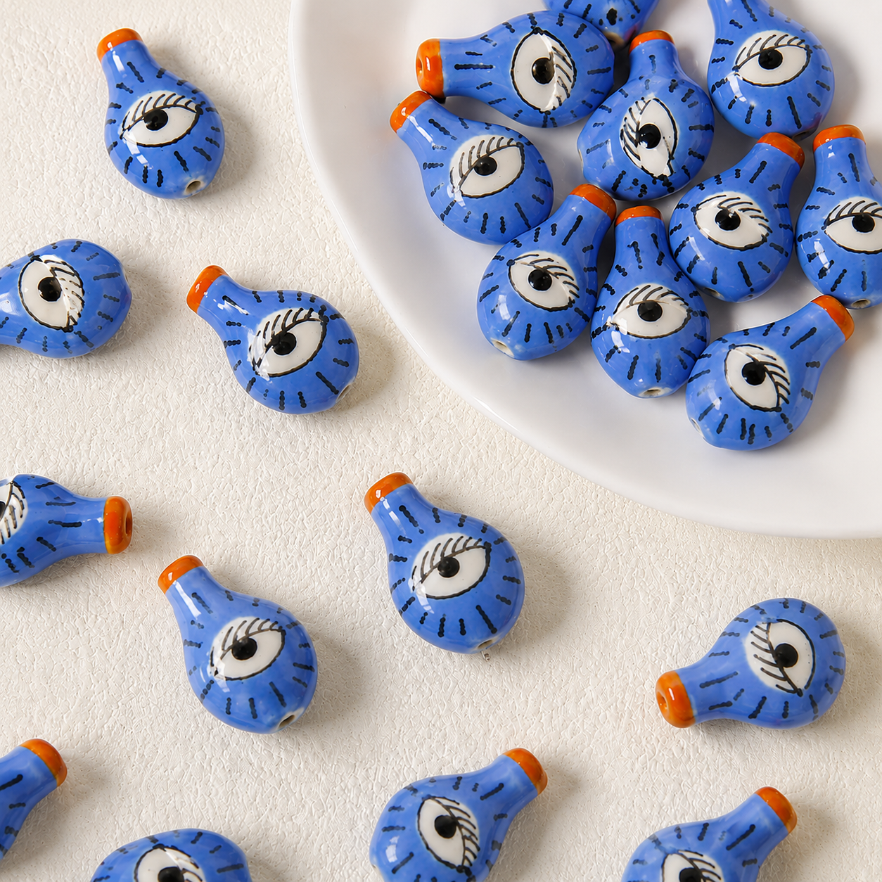 PCB02G Evil Eye Retro Vase Ceramic Bead ( 1 pc ) Porcelian Ceramic