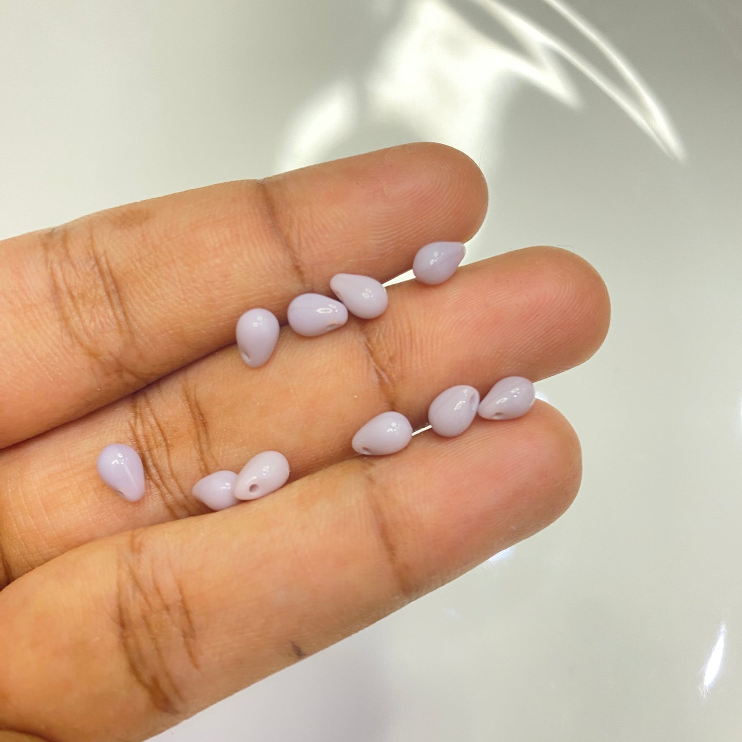 BBB 107 (D) Czech pressed Glass Teardrop Beads Opaque Amethyst - (1PC)