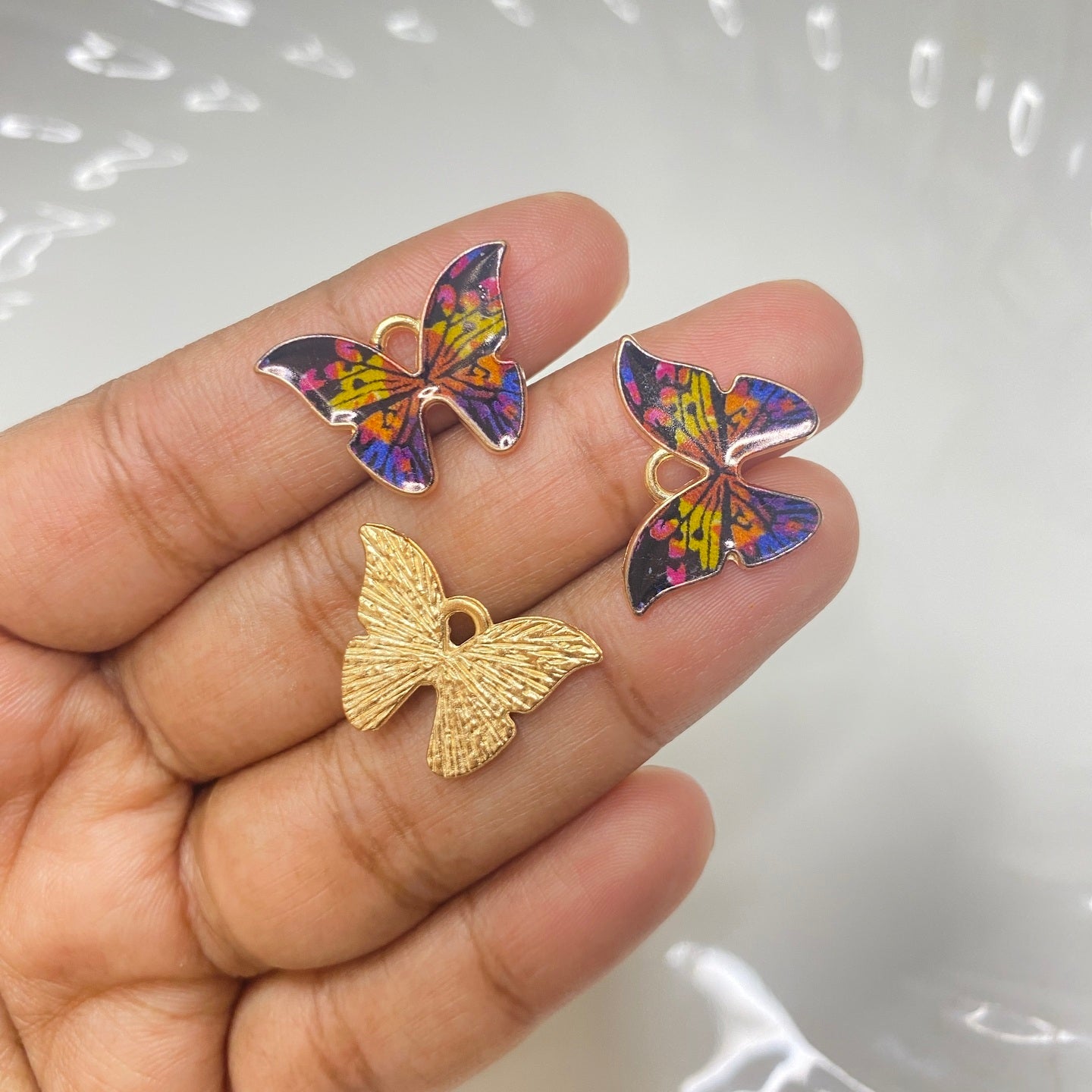 SS 809 colourful big butterfly enamel charm (1PC)