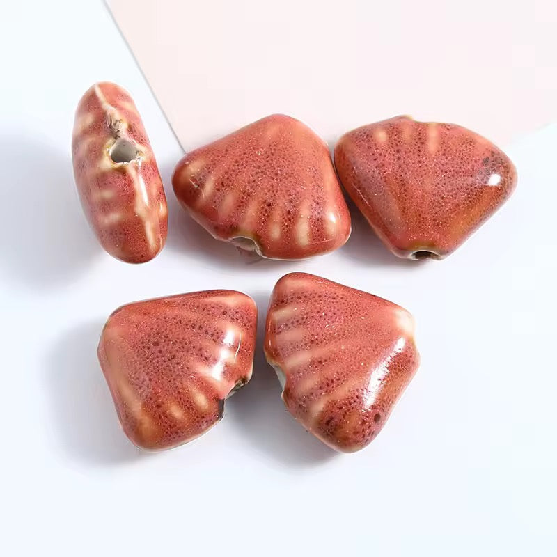 BBB 216 (h) Muted Pink Fan Shell Porcelian Ceramic bead ( 1 pc ) High Shine ( 18:23 mm )