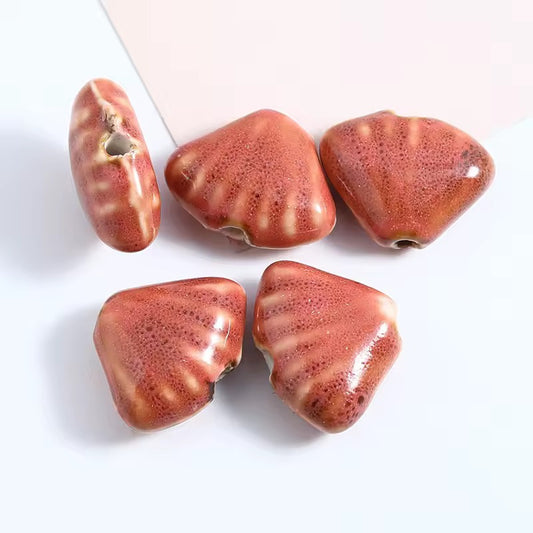 BBB 216 (h) Muted Pink Fan Shell Porcelian Ceramic bead ( 1 pc ) High Shine ( 18:23 mm )