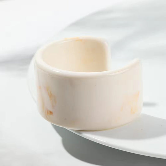 RJ 07 Beige Semi circular Wide Cuff Bracelet - Anti tarnish