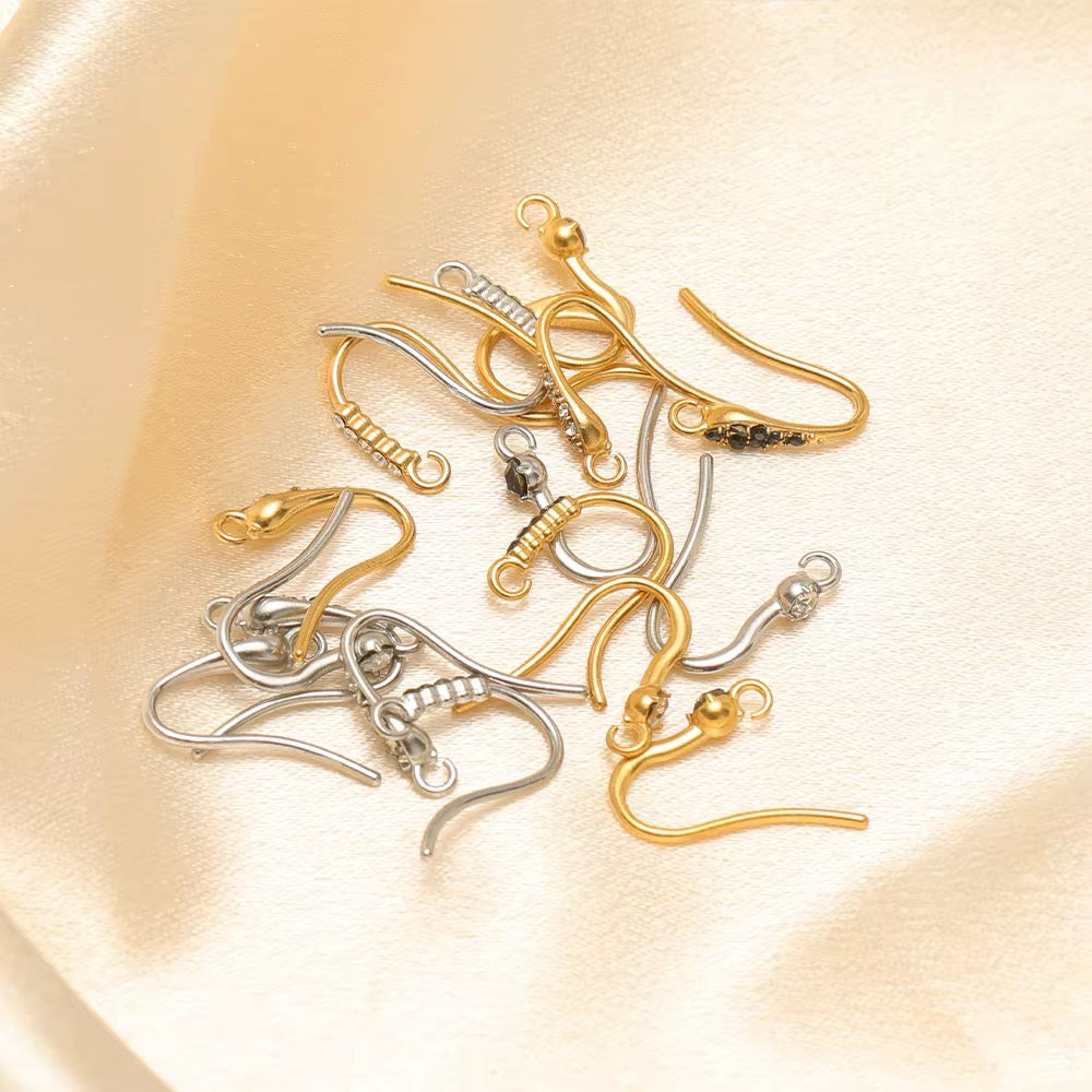 SS 3012 Zircon Hook 18K Gold PVD plated stainless steel ( 2 piece ) Anti tarnish