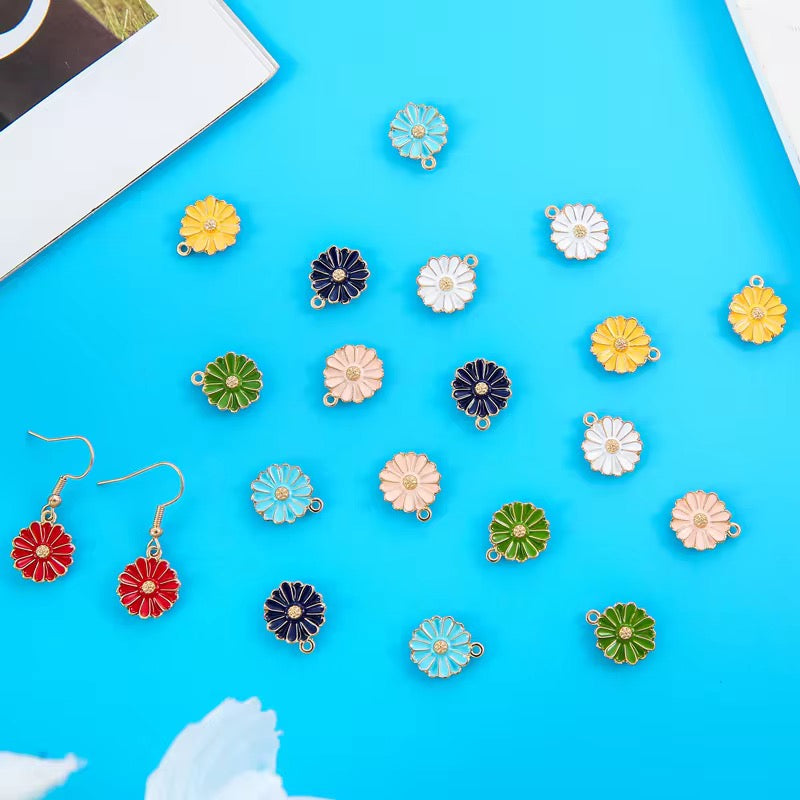 BBB 359 (g) Dark Blue Floral enamel charm ( 1 pc ) High quality shine