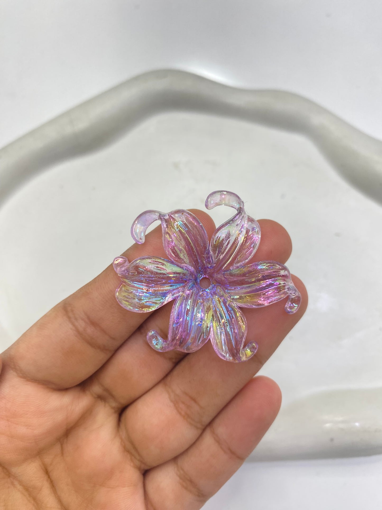 BBB 063 (g) Purple Transparent luminous Big Flower Acrylic bead ( 1 pc )